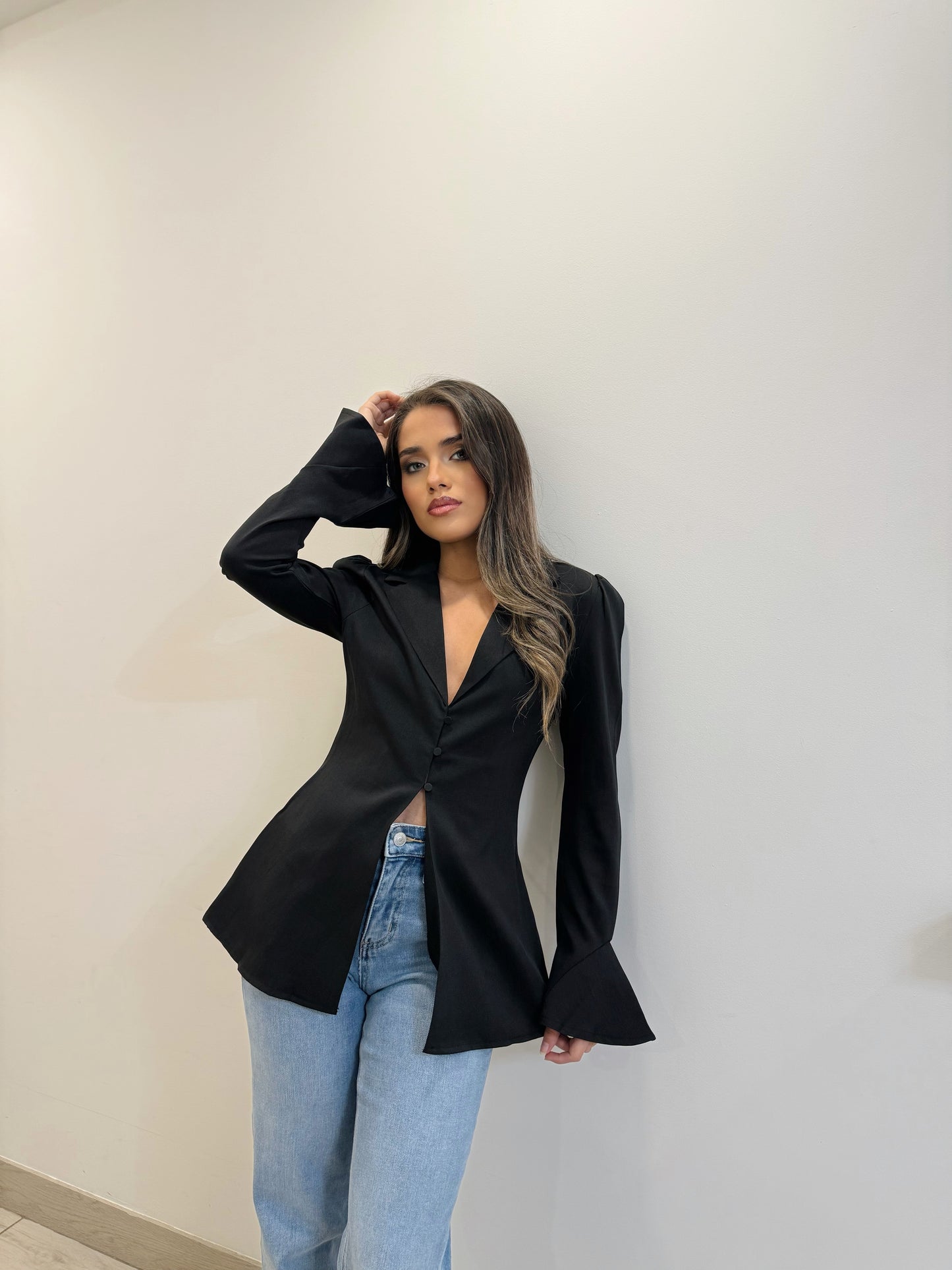 Clau Black Blazer Blouse