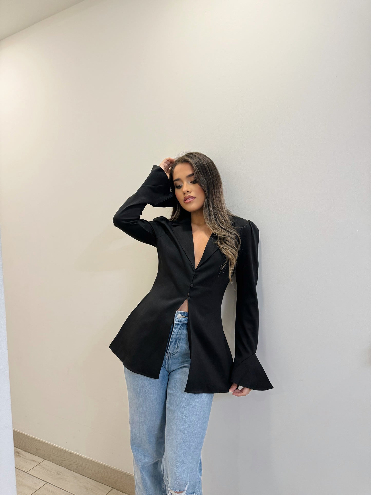 Clau Black Blazer Blouse